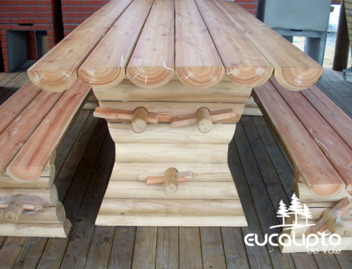 Mesa com Bancos em Eucalipto